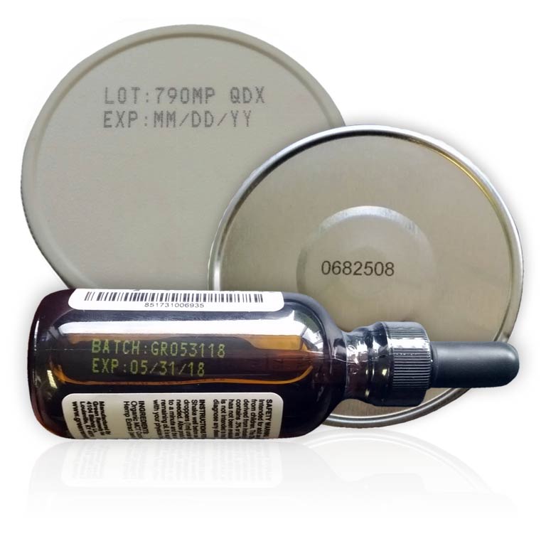 can caps and vials. handheld inkjet marking